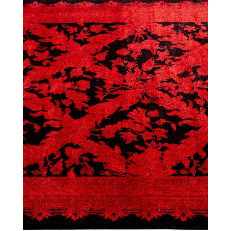 Overton Hand Knotted Wool Vintage Inspired Modern Contemporary Overdyed Red Runner Rug - 2' 5" x 7' 10"