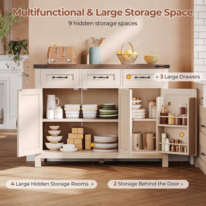 Buffet Cabinet Bar Cabinet Coffee Credenza Sideboard Barn Door Drawer