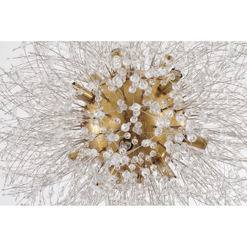 16-Light Brass Stainless Steel Chandelier With Clear Crystal Accents