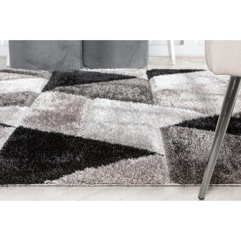Well Woven San Francisco Holland Geometric Modern Carved Shag Area Rug