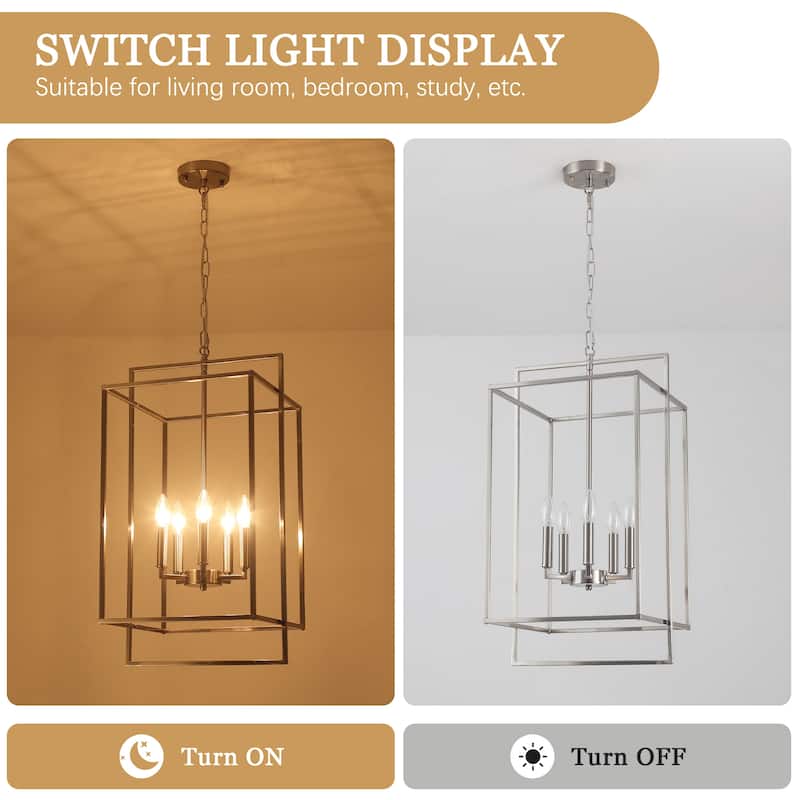 5-Light Candlestick Cage Hanging Linear Chandelier Lighting Island Chandelier for Kitchen Island