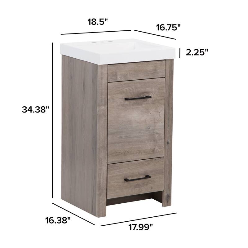 Spring Mill Nixie 18.5" Small Bathroom Vanity With Cabinet, Drawer, and White Sink Top