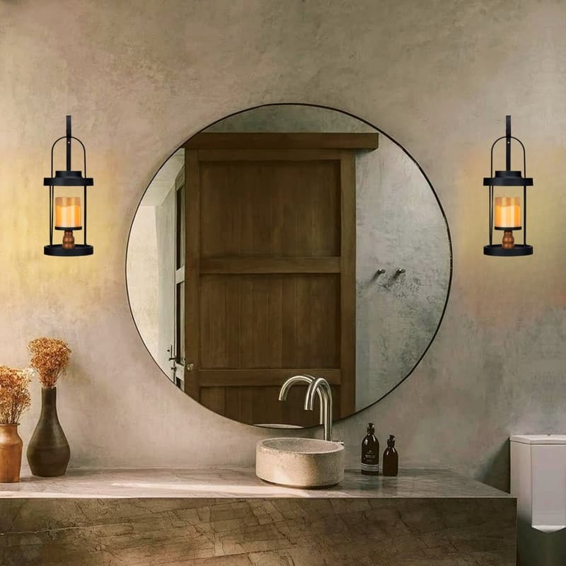 2 Pack home decor black living room metal wall sconce