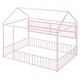 preview thumbnail 13 of 52, Metal House Bed Frame Kids Montessori Bed Floor Bed with Fence and Shelves for Kids Girls Boys