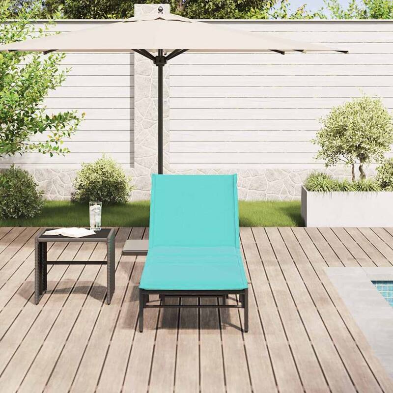 vidaXL Sun Lounger with Cushion Poly Rattan - 78.7" x 23.2" x 9.8"/19.3"/23.2"/26.4"