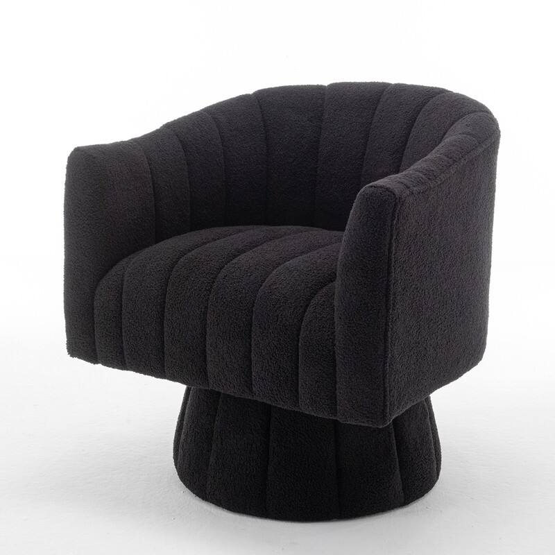 SEYNAR Modern Glam Velvet Upholstered Round Swivel Accent Barrel Chair