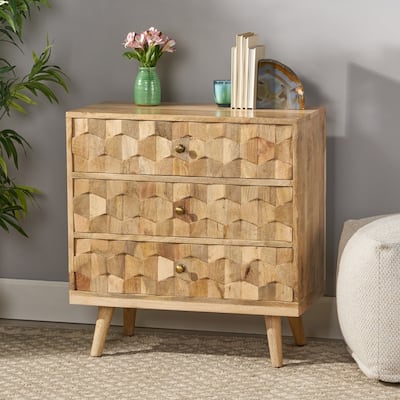 3 Drawer Modern Wood Dresser Accent Storage Cabinet Chest