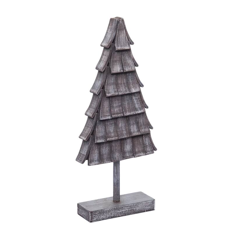 Transpac Wood 13.9 in. Gray Christmas Natural Layered Tree