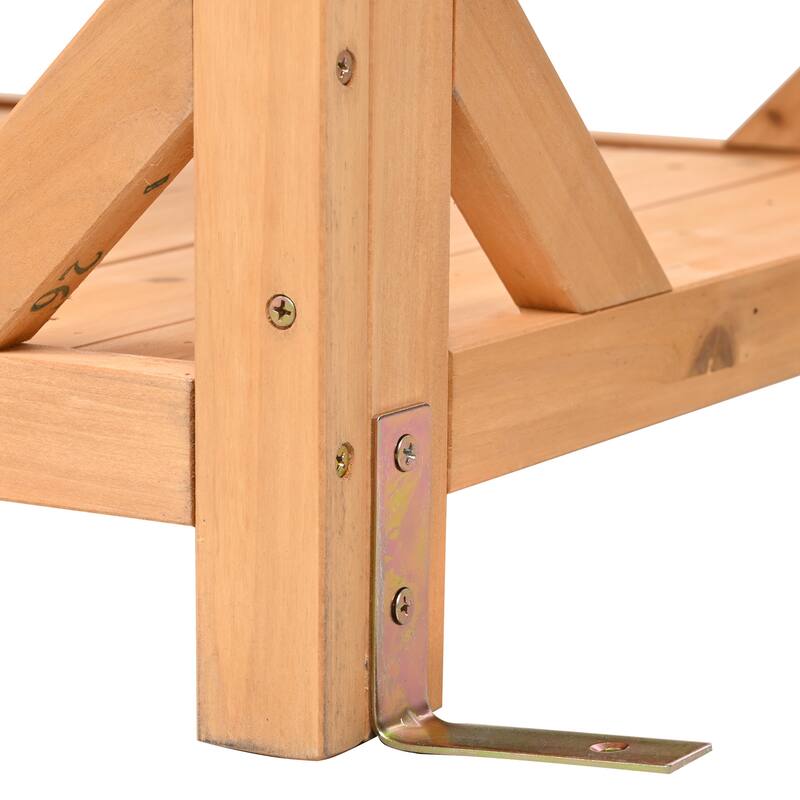 Fir Wood Potting Bench with Hutch, Garden Workstation for Planting, 4 Shelves & Adjustable Storage, Pegboard with Hooks