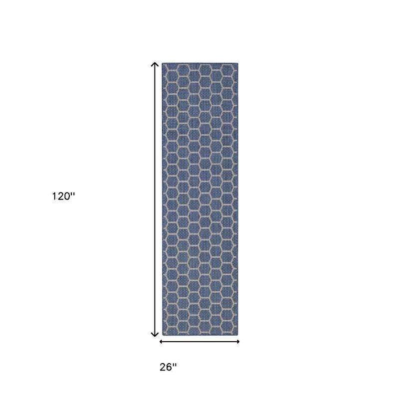 HomeRoots Geometric Modern Runner Outdoor Rug - 10' Runner