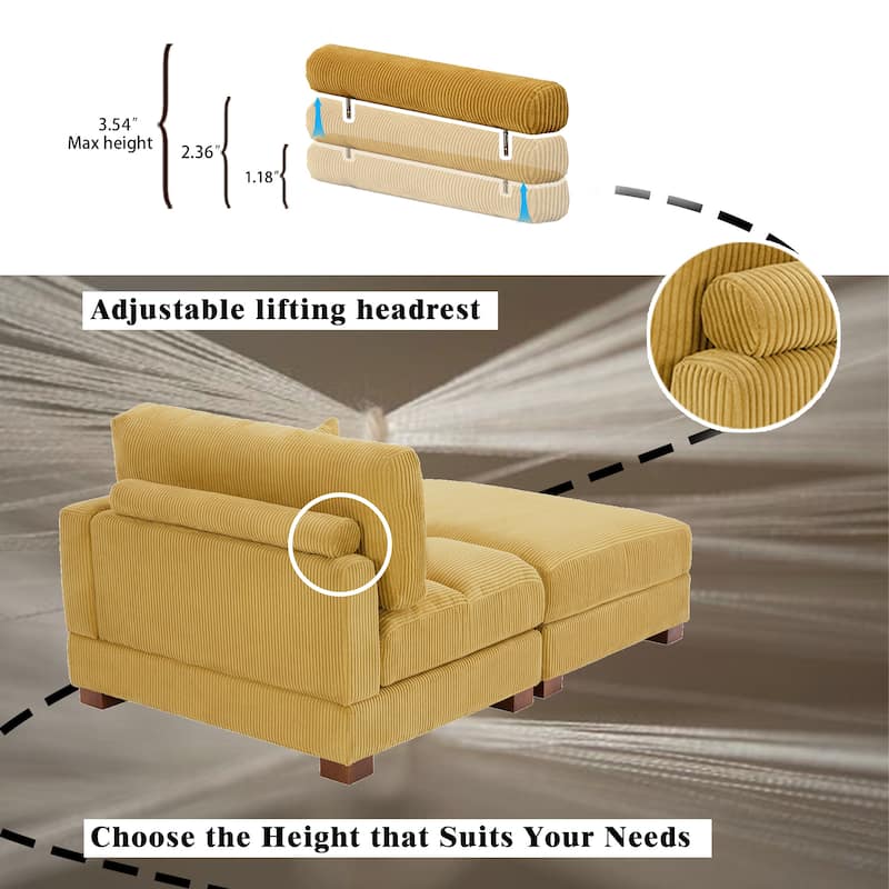 84.5″W Modern Corduroy Couch Modular Sofa