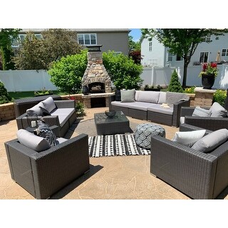 Santa Rosa Outdoor 7 Seater Wicker Sofa Chat Set by Christopher Knight Home