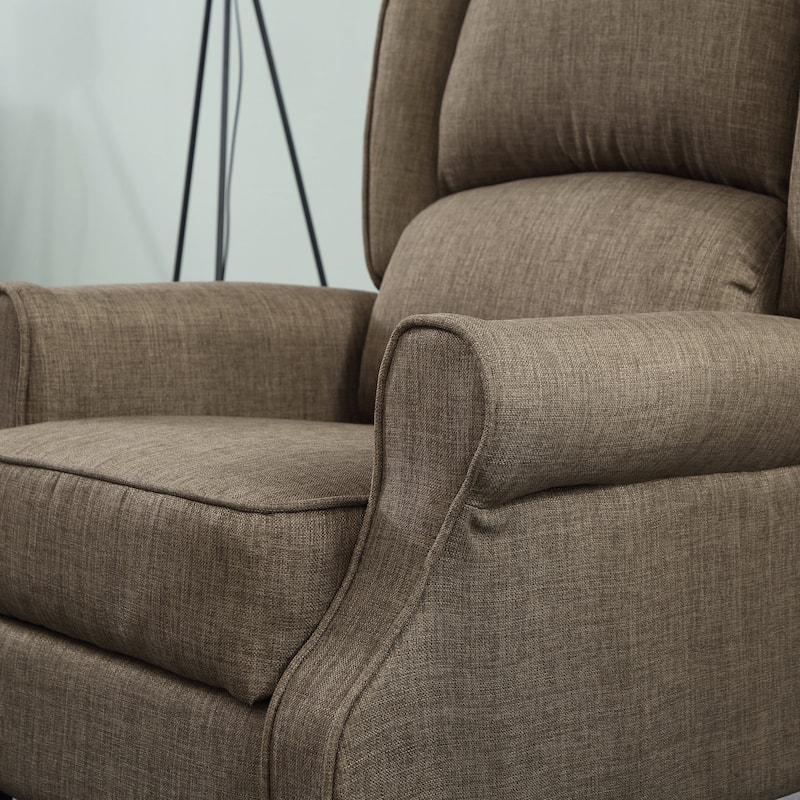 Wingback Manual Recliner Sofa Linen Fabric Heating Vibration Massage Lounge Chair with Adjustable Footrest, Wired Remote Control