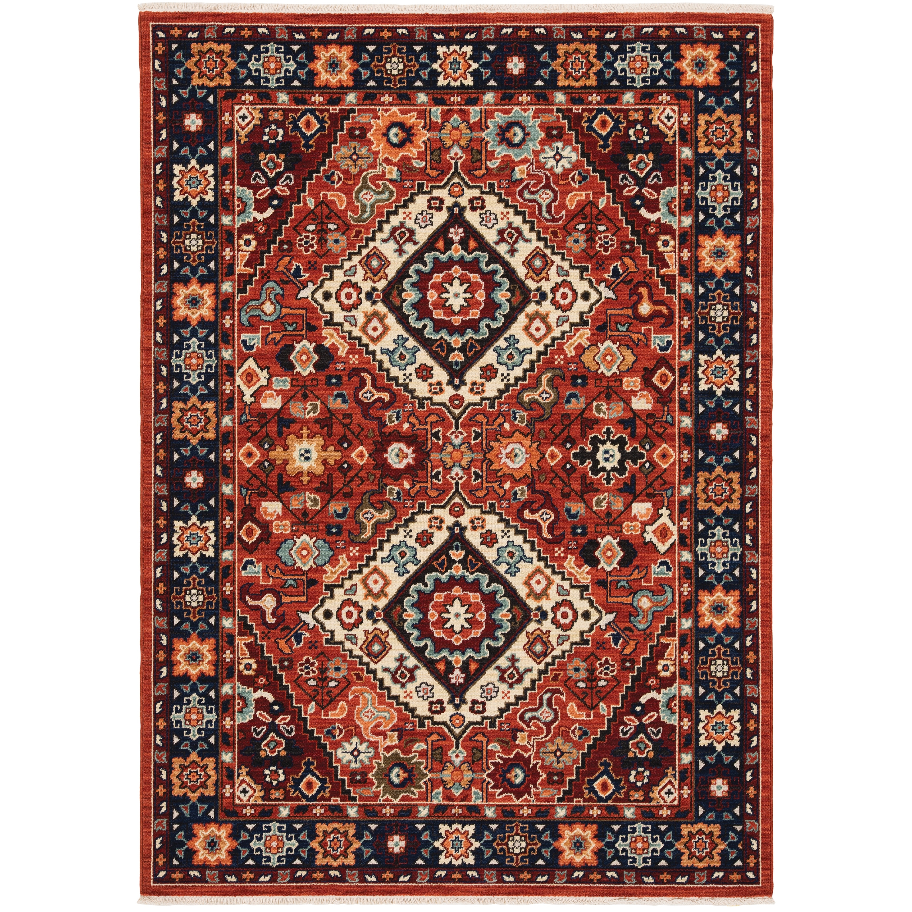 Style Haven Leander Double Medallion Fringed Wool Blend Area Rug