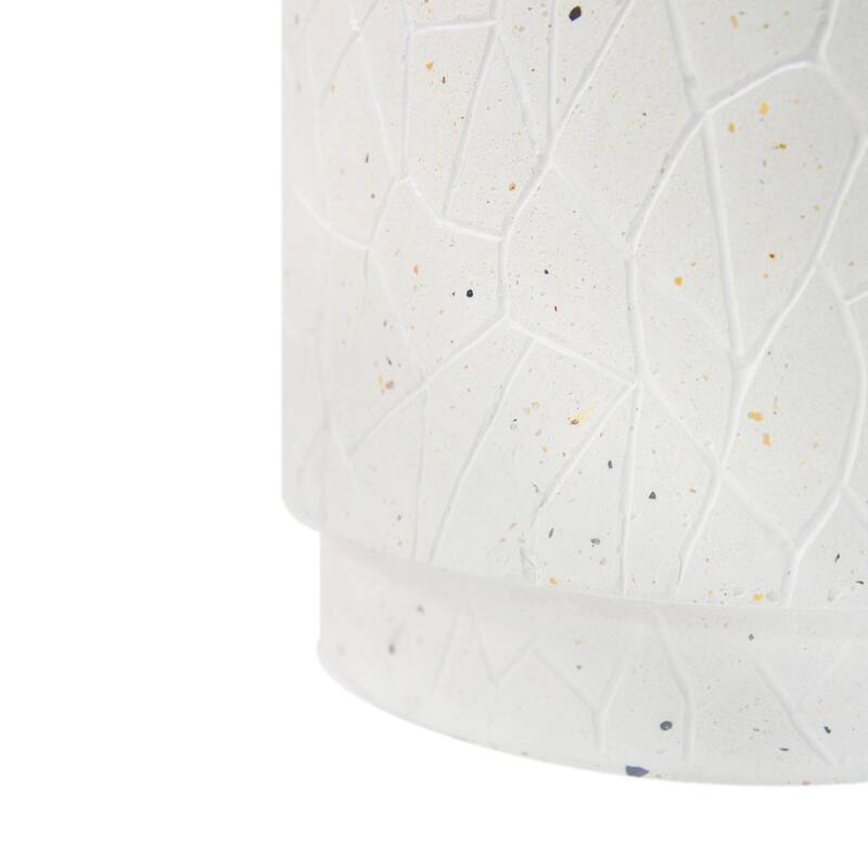 Roomfitters Outdoor Drum End Table, Modern Round Accent Table for Patio, Balcony or Living Room, White