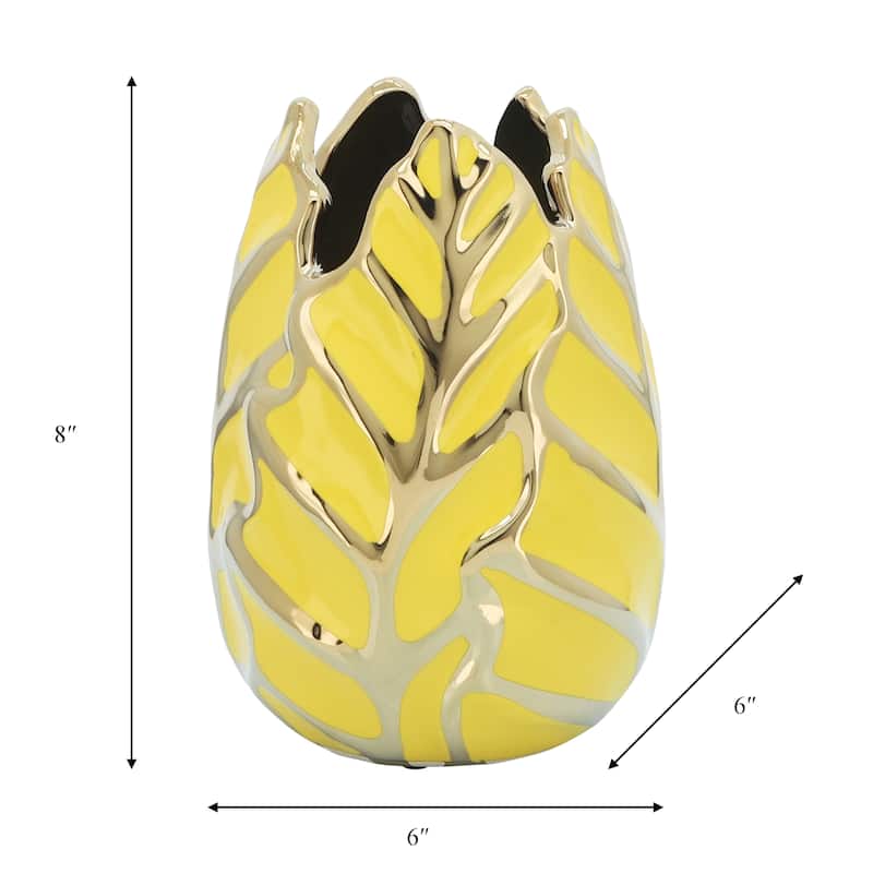 Sagebrook Home Leaf Ceramic Accent Vase