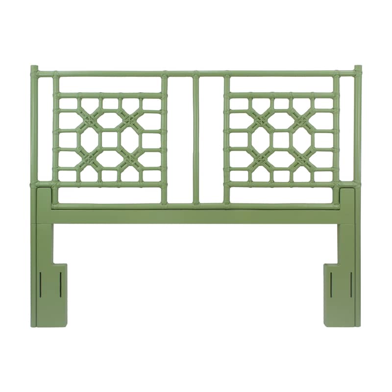 Handmade Natural Wood And Rattan Headboard by East at Main - Green - Full