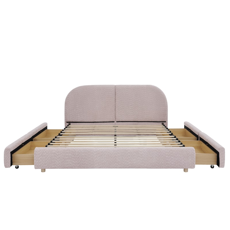 Queen Size Upholstered Bed Frame with Tall Headboard