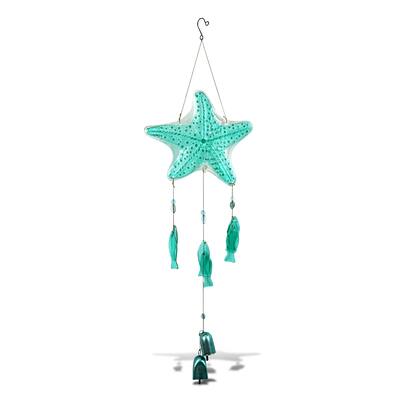 CoTa Global Aqua Starfish Hanging Sea Glass Wind Chime - 32.68 Inch