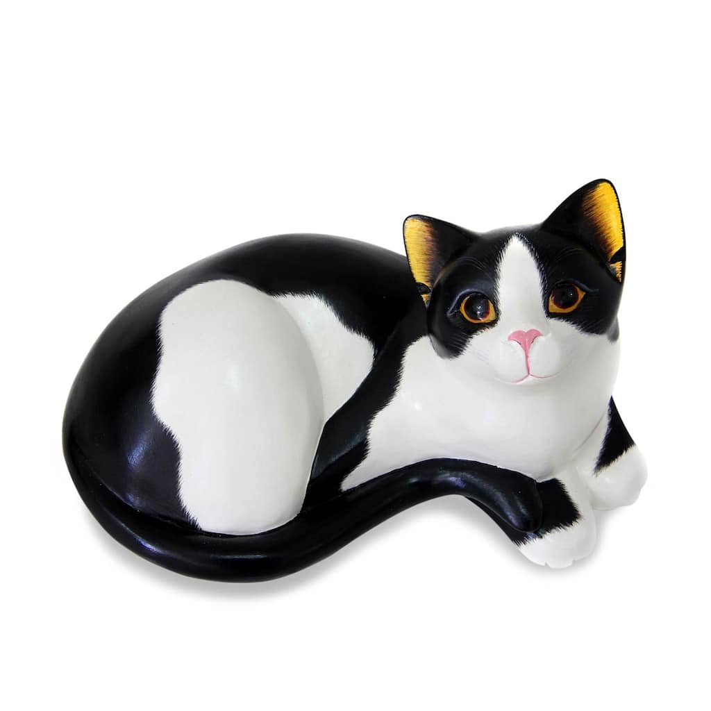 NOVICA Handmade Golden Gaze Wood Sculpture (Indonesia) - 3.9" H x 7.75" W x 5" D