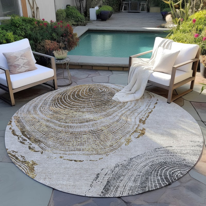 Machine Washable Indoor/ Outdoor Chantille Modern Tree Rug
