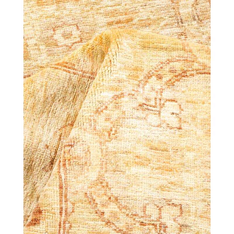 Overton Hand Knotted Wool Vintage Inspired Modern Contemporary Eclectic Ivory Runner Rug