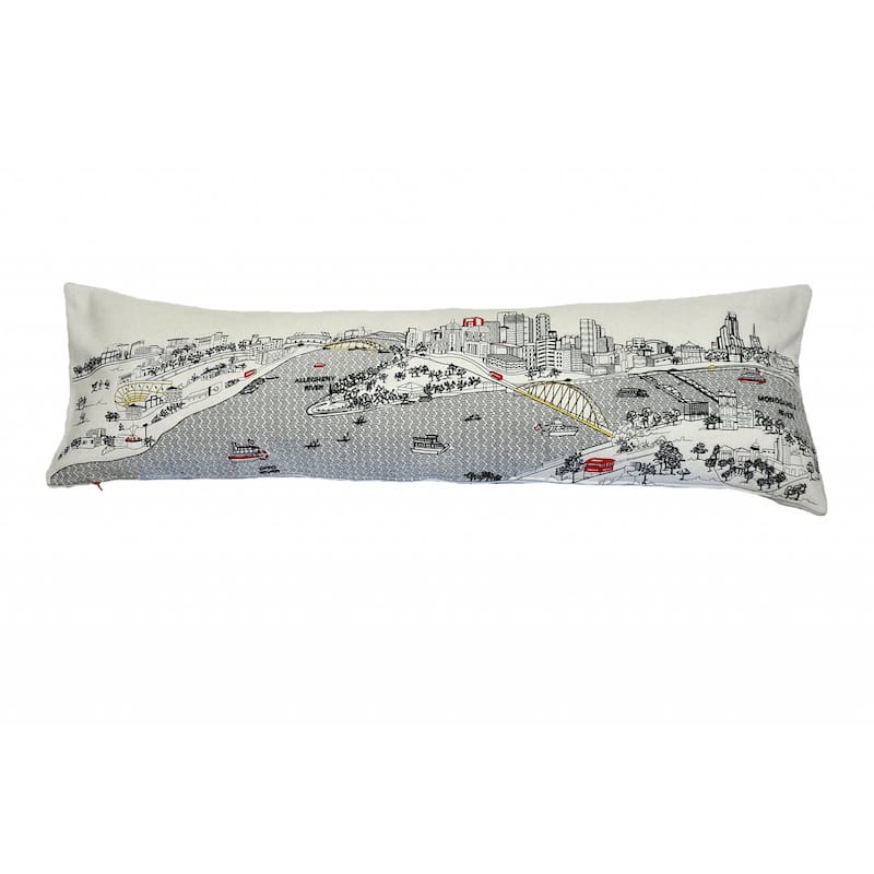 HomeRoots 46" White Pittsburgh Daylight Skyline Lumbar Decorative Pillow