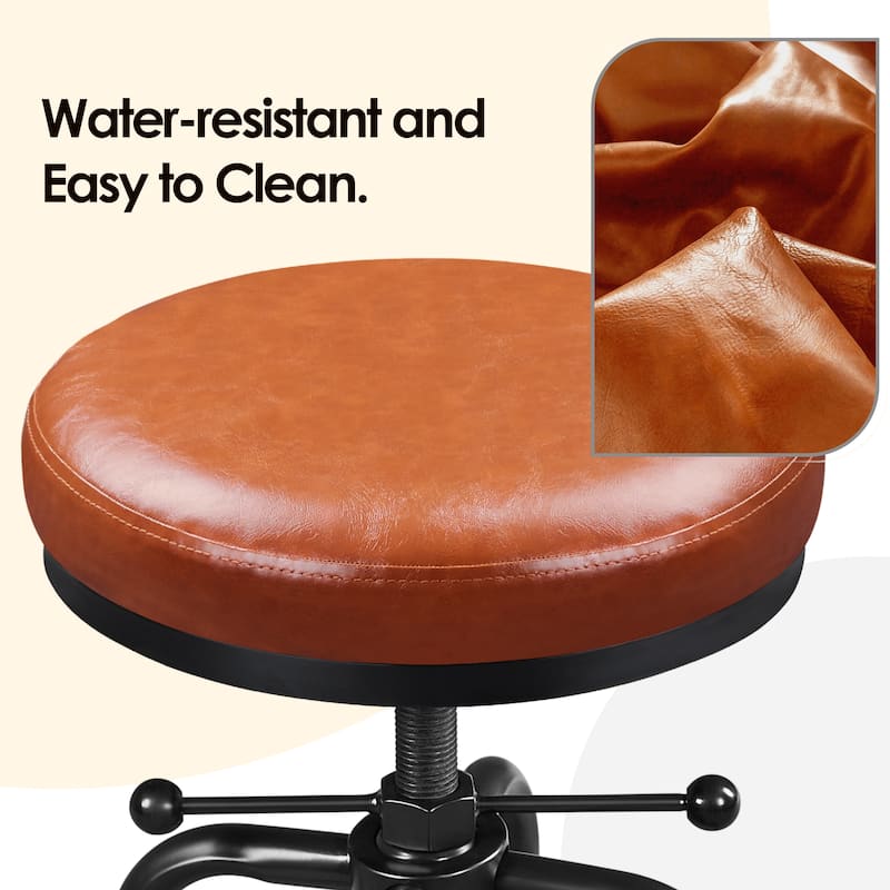 Yaheetech Faux Leather Industrial Swivel Bar Stool with Adjustable Height Round Metal Stool