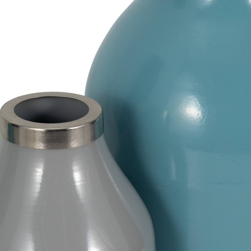 Metal Bottle Vases Set of 3 - Red/Orange, 7/9/12 in.