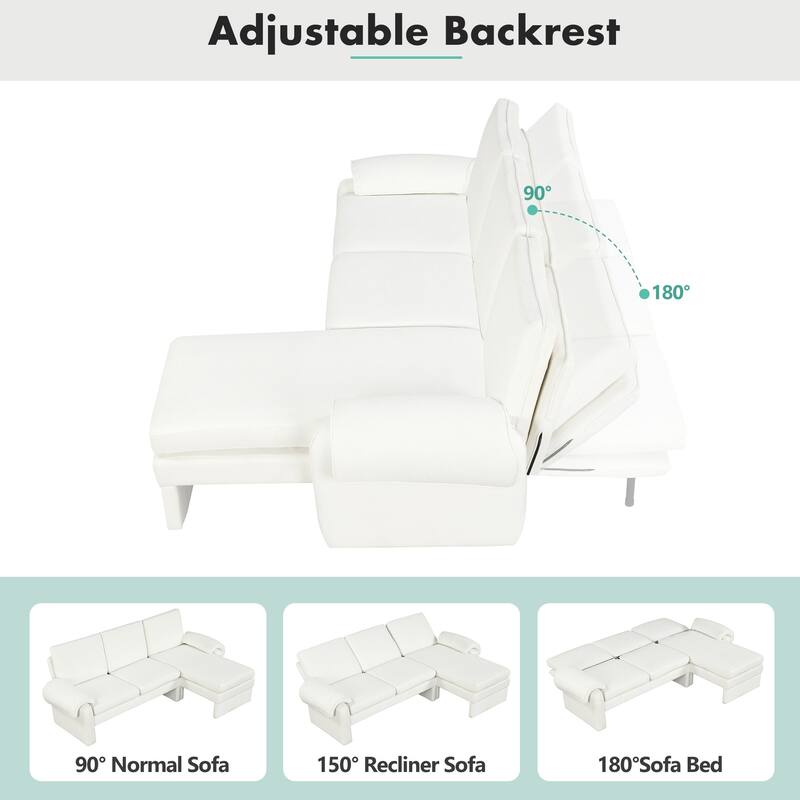 Convertible Recliner Futon Sofa with Adjustable Backrest