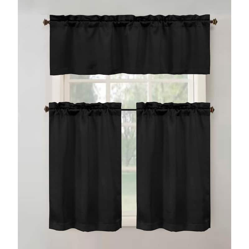 Anchorage Privacy Solid Kitchen Curtain - Black