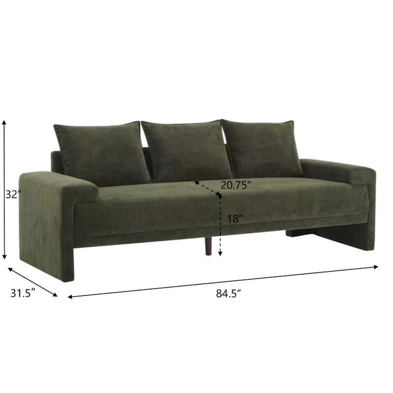lgora Modern Upholstered 3-Seater Sofa with Wooden Frame Support