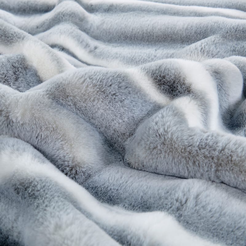 Home Soft Things Tip Dying Two Tone FauxFur Throw Thick Fuzzy Blanket