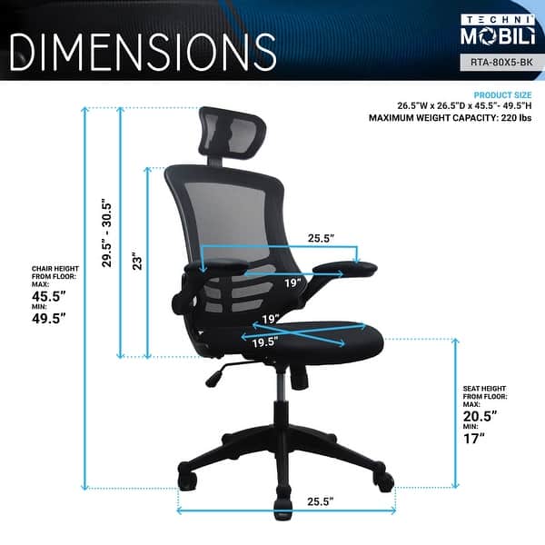 Modern High-Back Mesh Executive Office Chair with Headrest and Flip-Up ...