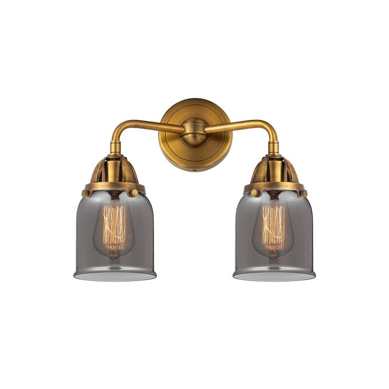 Innovations Lighting 288-2W-12-13 Bell Vanity Bell 2 Light 13" Wide - Brushed Brass / Plated Smoke