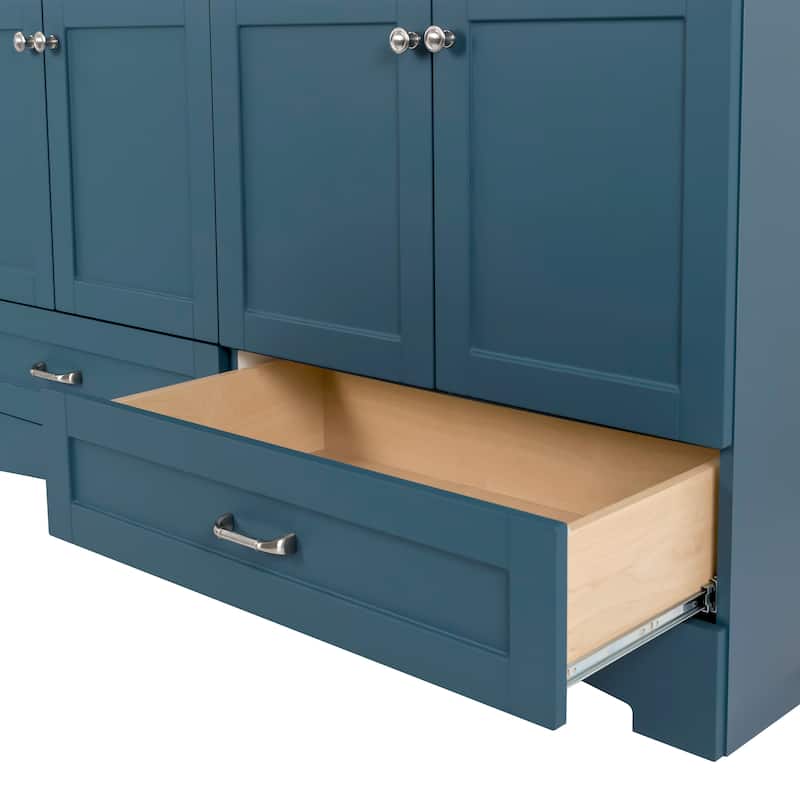 Spring Mill Cabinets Emlyn 60.5" Double Bathroom Vanity With Drawers and White Sink Top