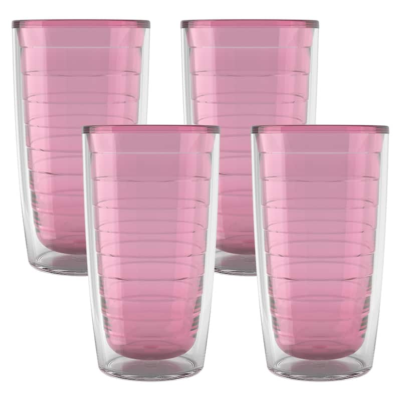 Tervis Clear & Colorful Tabletop Made in USA Double Walled Insulated Travel Tumbler, Pink Sand - 16oz - 4pk
