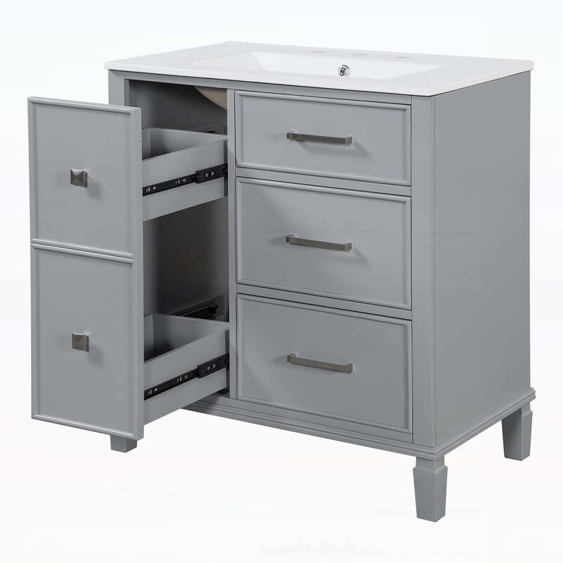 Modern Design Bathroom Storage Cabinet with Ceramic Sink Combo