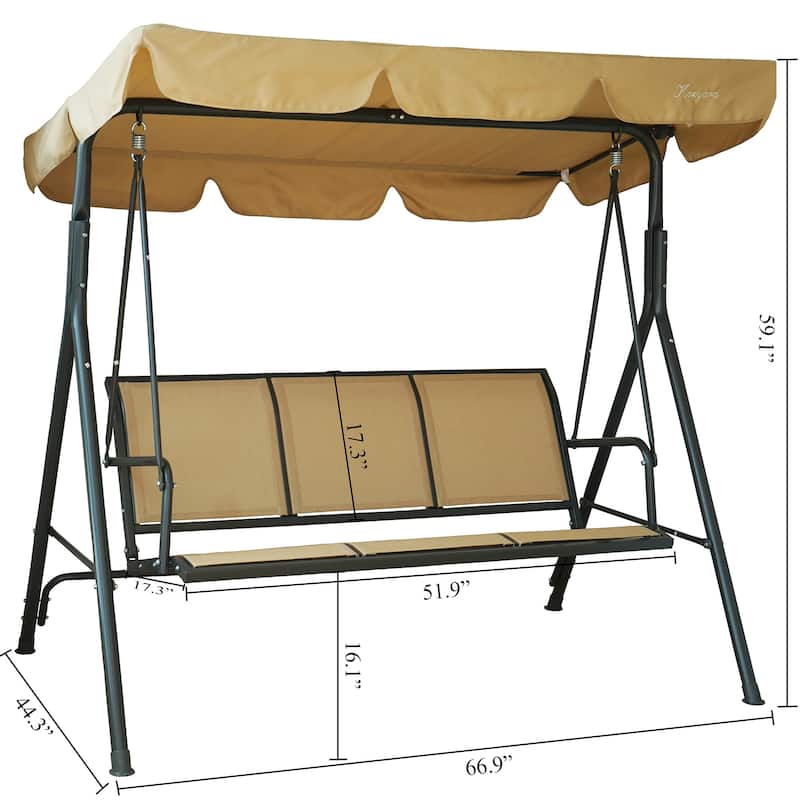 Kozyard Belle 3-person Outdoor Patio Swing with Canopy