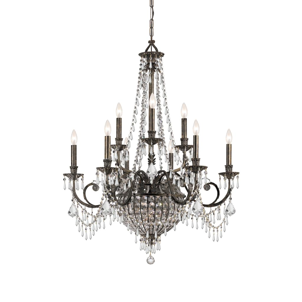 Vanderbilt 12 Light Bronze Chandelier - 34'' W x 42'' H