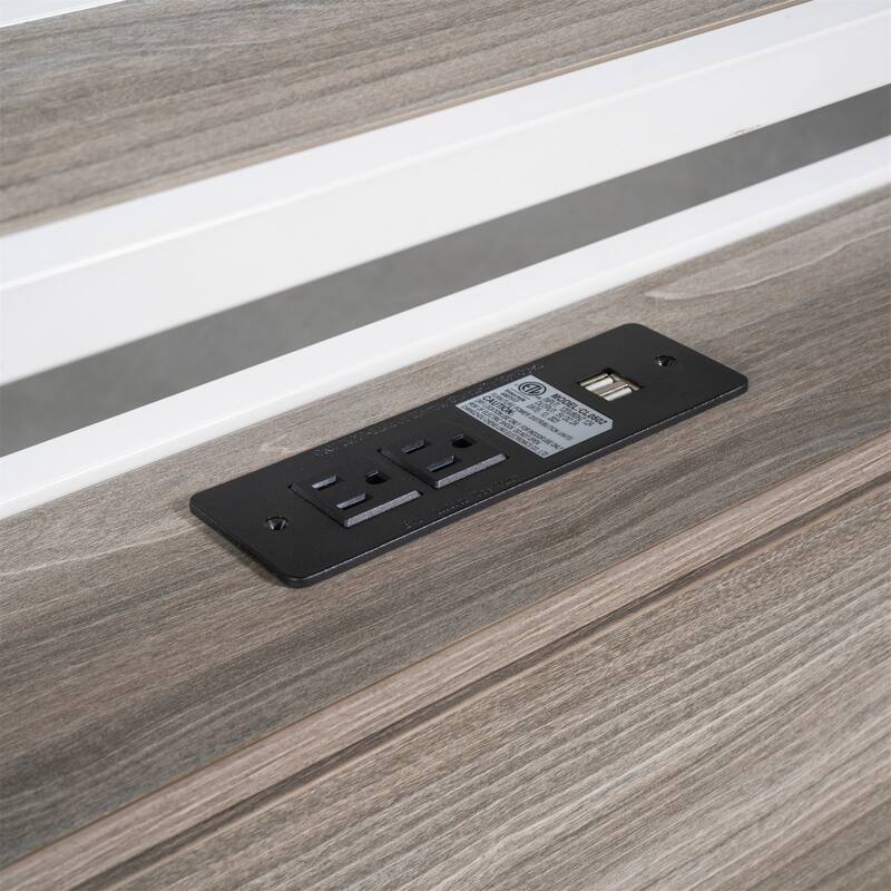 Full Size Metal Platform Bed Frame with Trundle, USB Ports