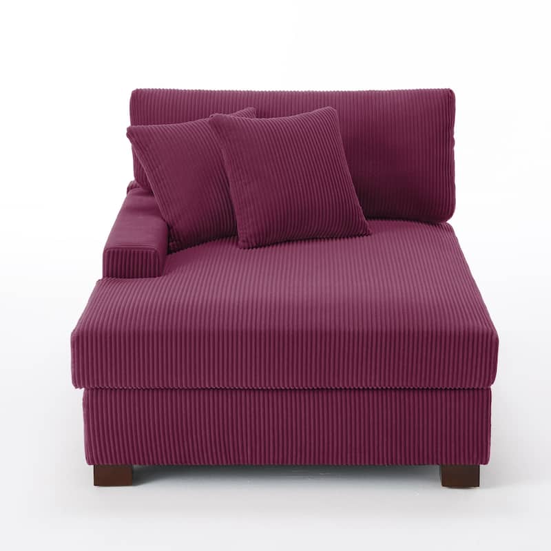 Corduroy Chaise Lounge Chair Upholstered Indoor Lounger Sofa