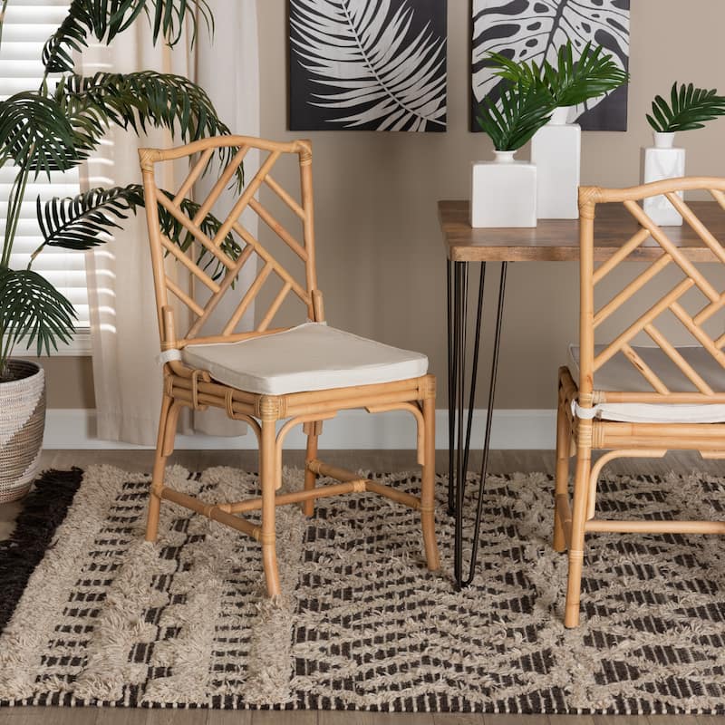 Rio Modern Bohemian Natural Brown Rattan Dining Chair