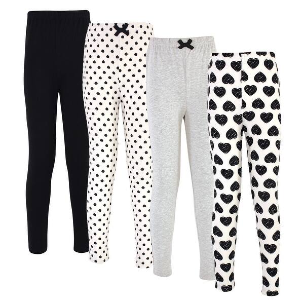 slide 1 of 1, Touched by Nature Toddler, Big Kids and Youth Girl Organic Cotton Leggings 4pk, Heart Heart - 2T