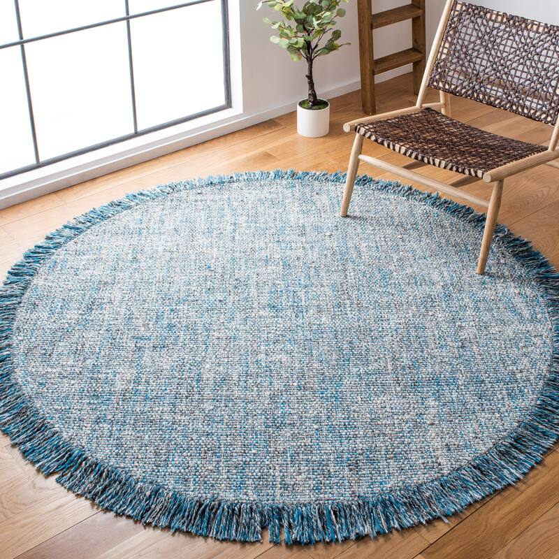 SAFAVIEH Handmade Vermont Larissa Wool Rug - 6' Round - Blue/Grey