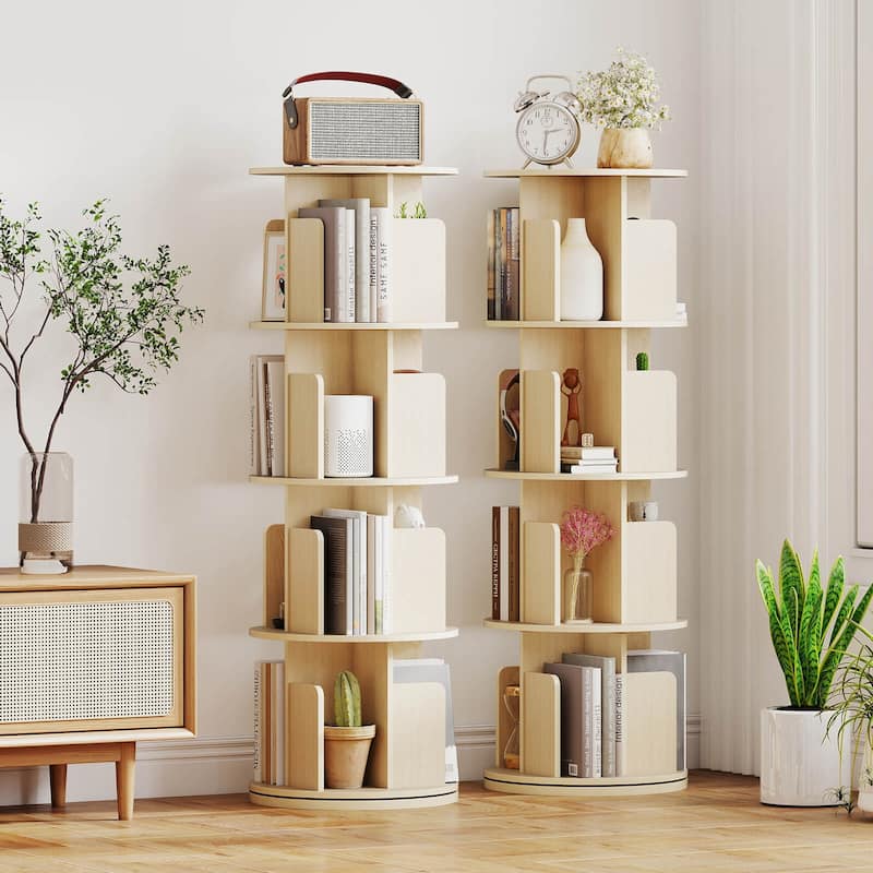 Costway 1/2 PCS 4-Tier Rotating Bookshelf 360° Display Rack with - See Details