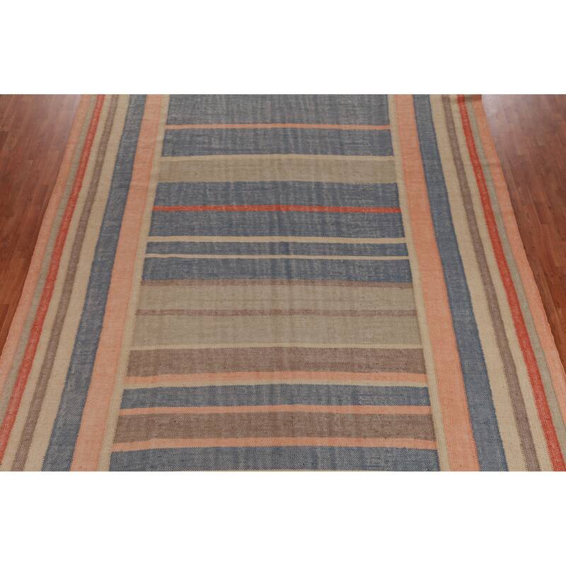 Hand Woven Oriental 100% Jute Carpet Southwestern Modern Multi-Colored Kilim Area Rug - 13' 2'' X 10' 3''