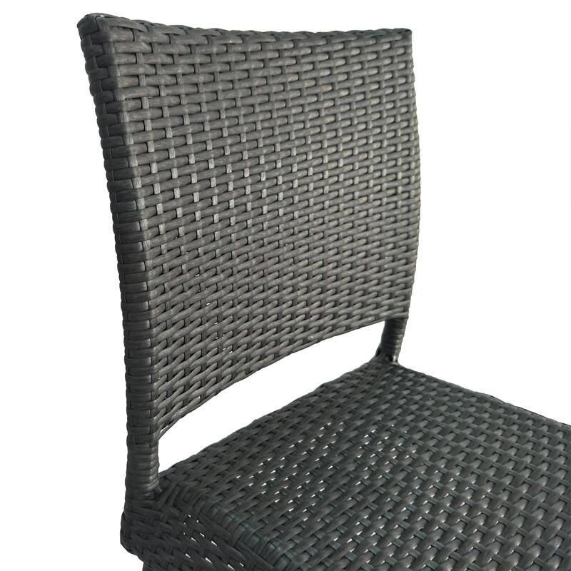 Roomfitters Outdoor PE Rattan Bar Stool Set of 2, 29'' Armless Counter Chairs with Backrest and Footrest