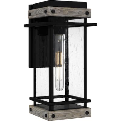 Matte Black One Light Outdoor Wall Mount from the Strader Collection