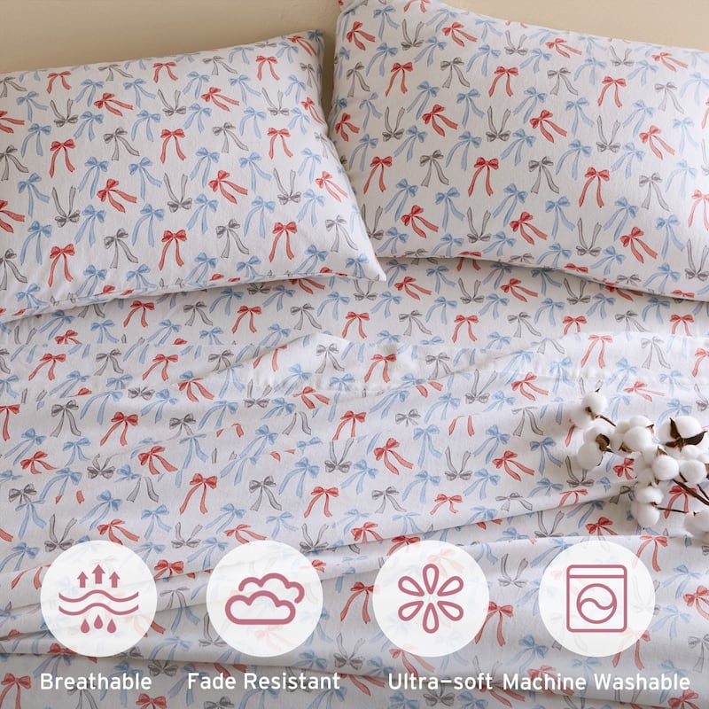 Intelligent Design Cozy Soft Cotton Flannel Printed Sheet Set